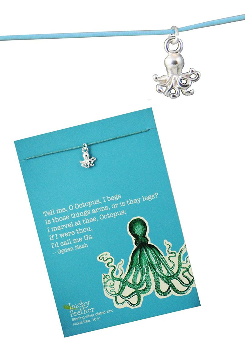 Lucky Feather Aquarium Necklace Silver - Octopus