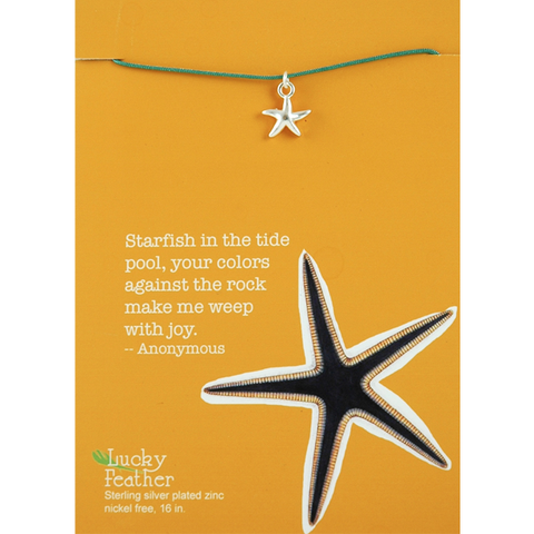 Lucky Feather Aquarium Necklace Silver - Starfish
