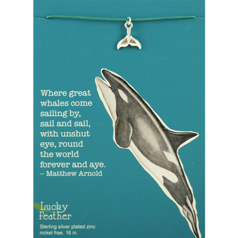Lucky Feather Aquarium Necklace Silver - Whale Tail