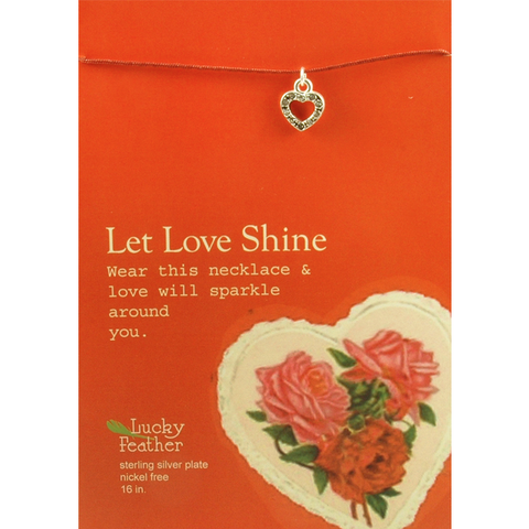Lucky Feather Pretty Moon Necklace Silver - Sparkle Heart