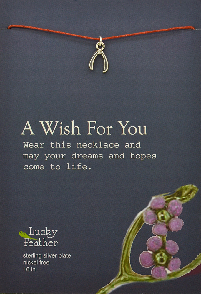 Lucky Feather Pretty Moon Necklace Silver - Wish Bone