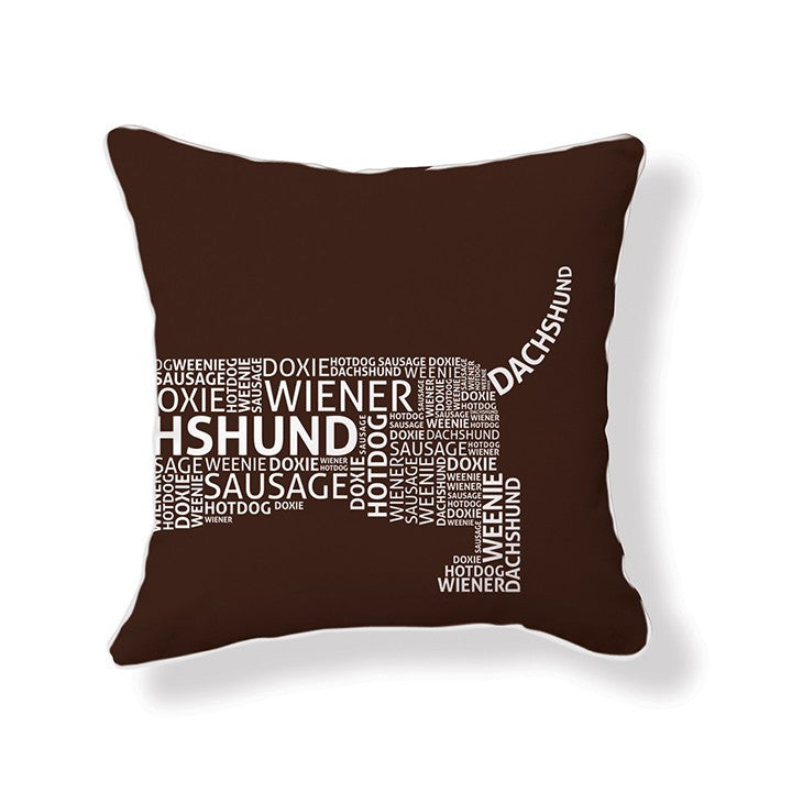 Naked Décor Dachshund Typography Pillow