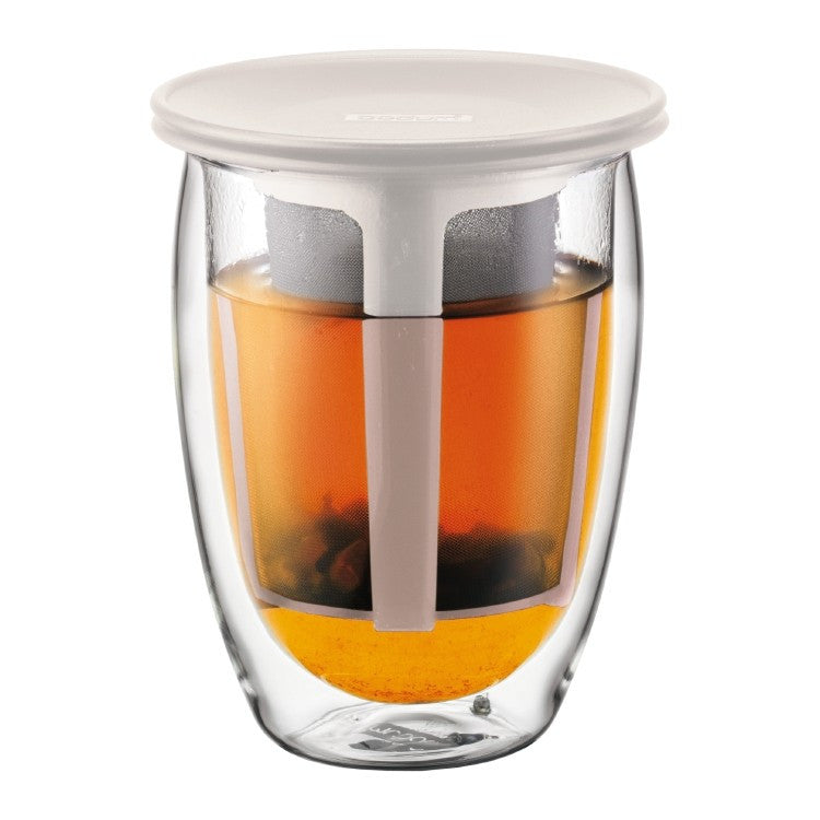 Bodum Tea for One, 12 Oz Double Glass Wall, and Tea strainer