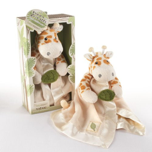 Baby Aspen "Jakka the Giraffe" Little Expeditions Plush Rattle Lovie with Crinkle Leaf