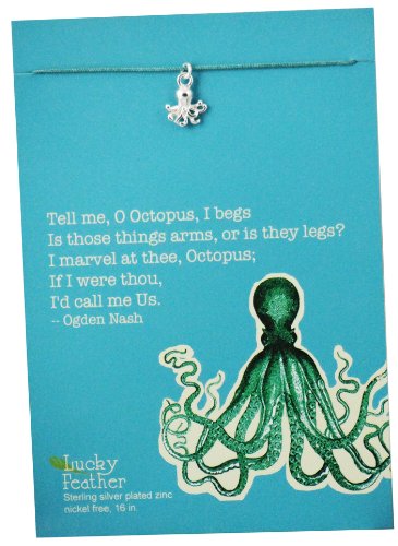 Lucky Feather Aquarium Necklace Silver - Octopus