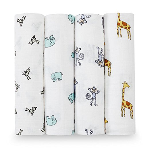Aden + Anais Classic Swaddle Blankets 4-Pack - Jungle Jam