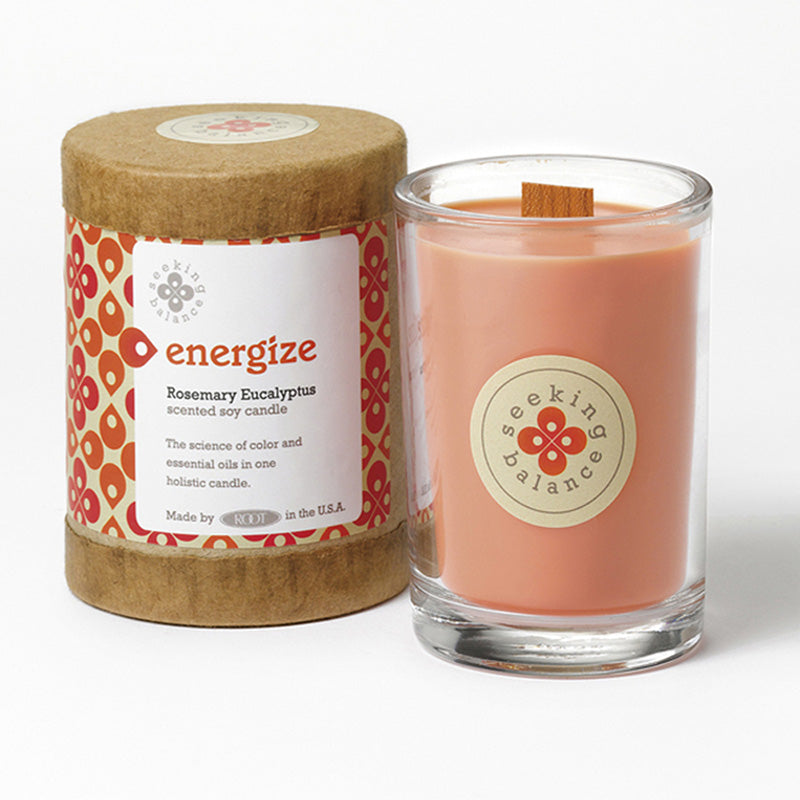 Root Seeking Balance 6.5 Oz Candle - Energize Rosemary Eucalyptus