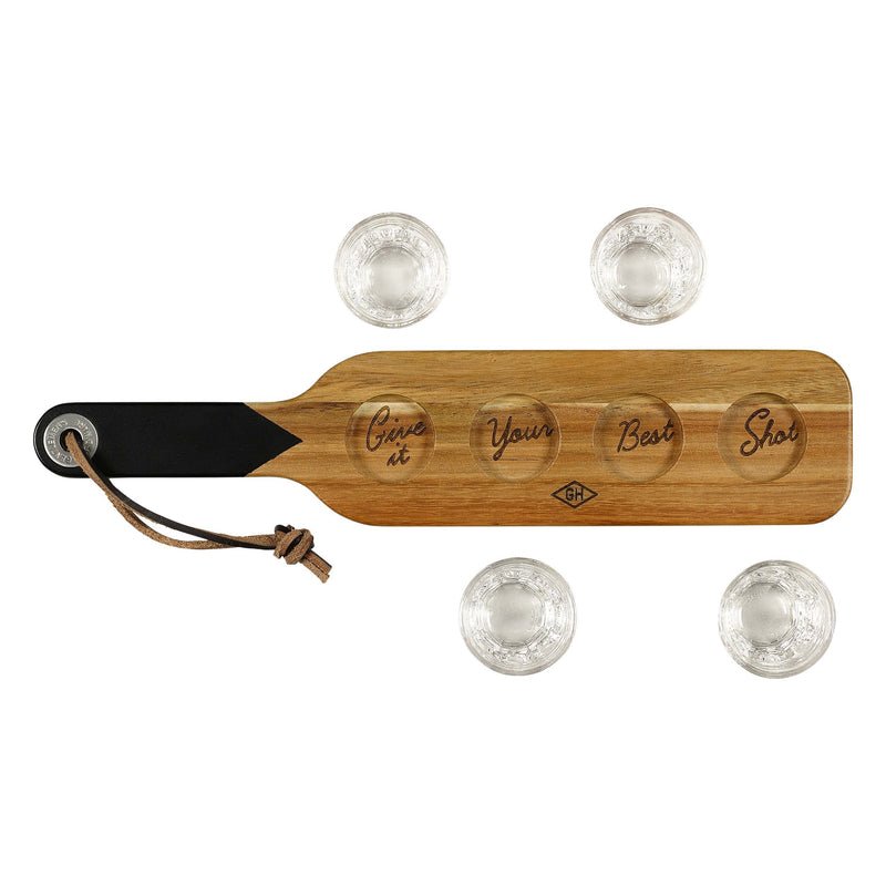 Wild & Wolf Shot Glasses And Serving Paddle
