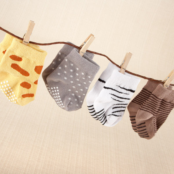 Baby Aspen "Sock Safari" Four-Pair Animal-Themed Sock Set