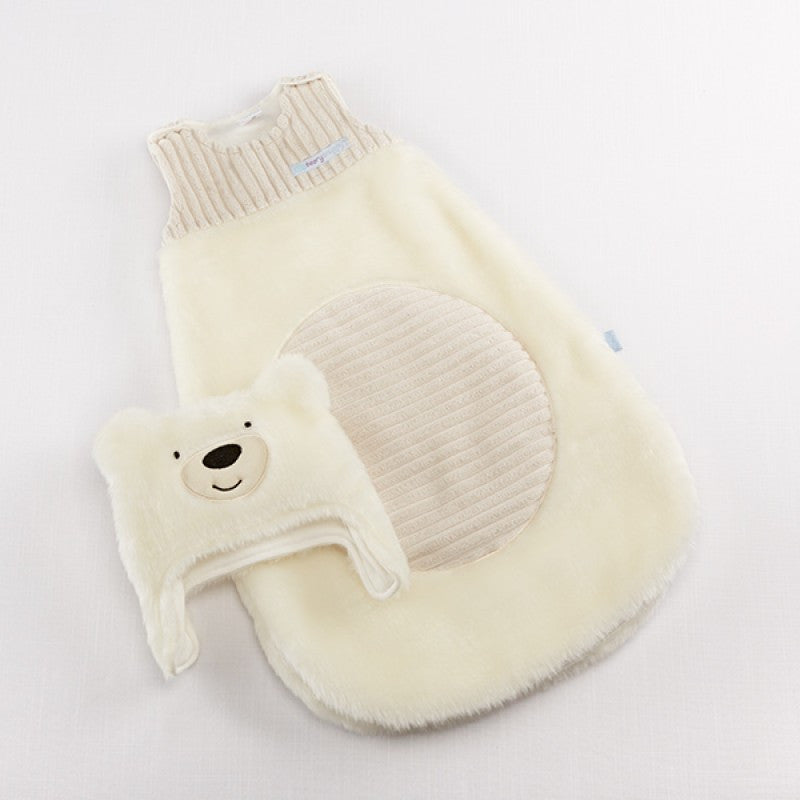 Baby Aspen "Beary Snuggly" Luxe Polar Bear Snuggle Sack and Hat