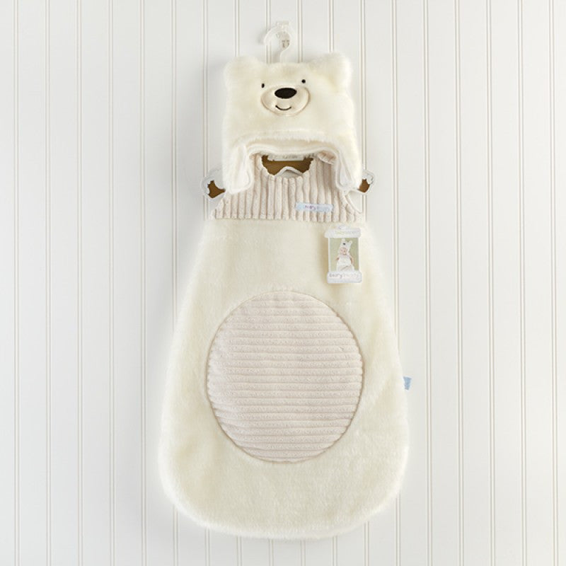 Baby Aspen "Beary Snuggly" Luxe Polar Bear Snuggle Sack and Hat