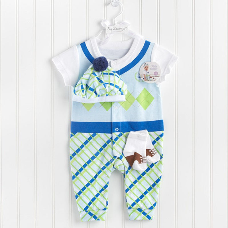 Baby Aspen "Big Dreamzzz" Baby Boy Golfer Three-Piece Layette Set