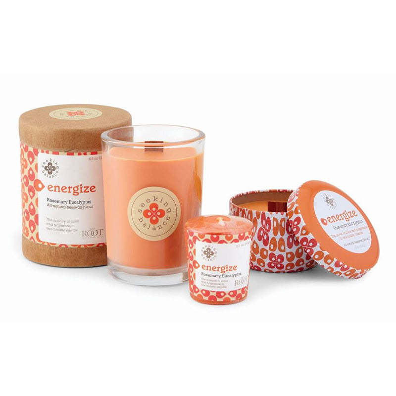 Root Seeking Balance 6.5 Oz Candle - Energize Rosemary Eucalyptus