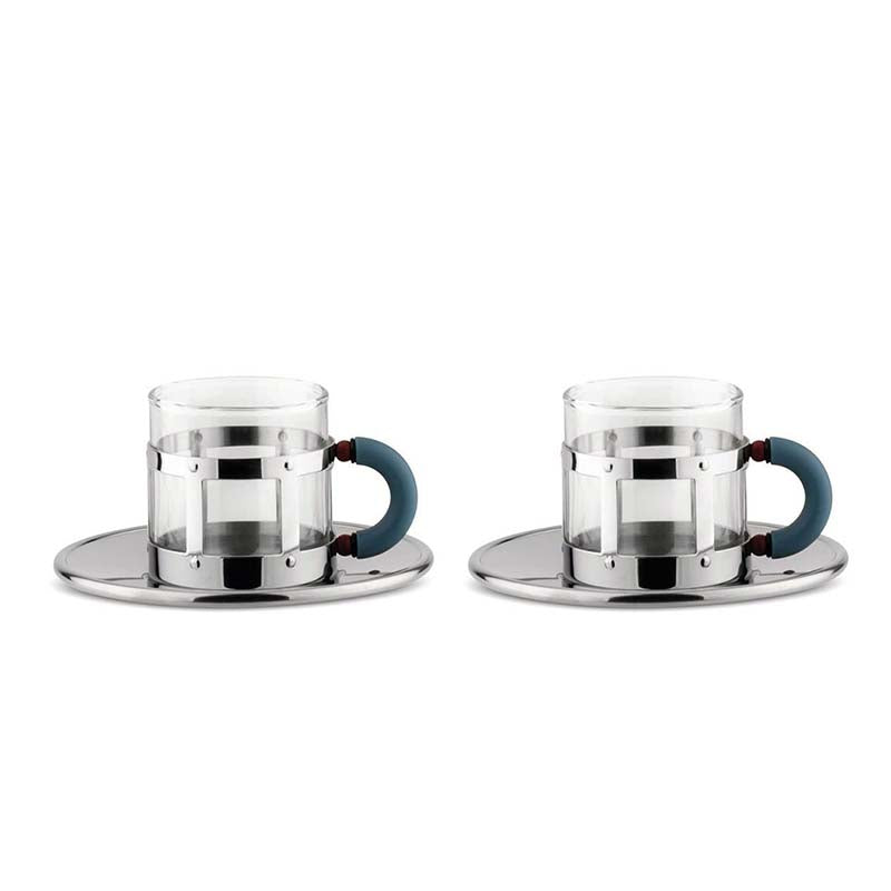 Alessi "MGDT" Mocha Cups with Saucers (Set of 2)