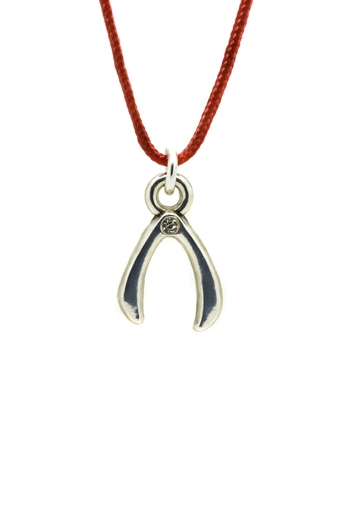 Lucky Feather Pretty Moon Necklace Silver - Wish Bone