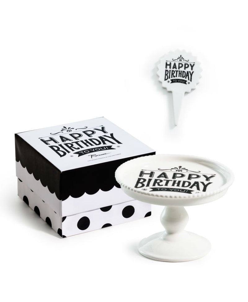 Rosanna Petite Party Mini Pedestal & Dessert Pick Happy Birthday