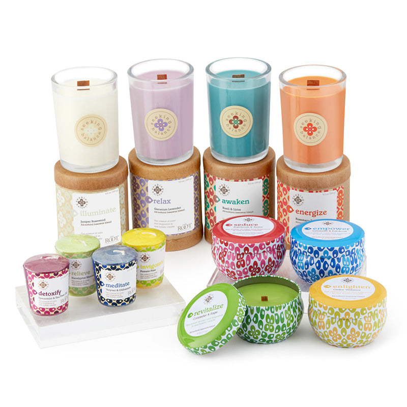 Root Seeking Balance 6.5 Oz Candle - Energize Rosemary Eucalyptus