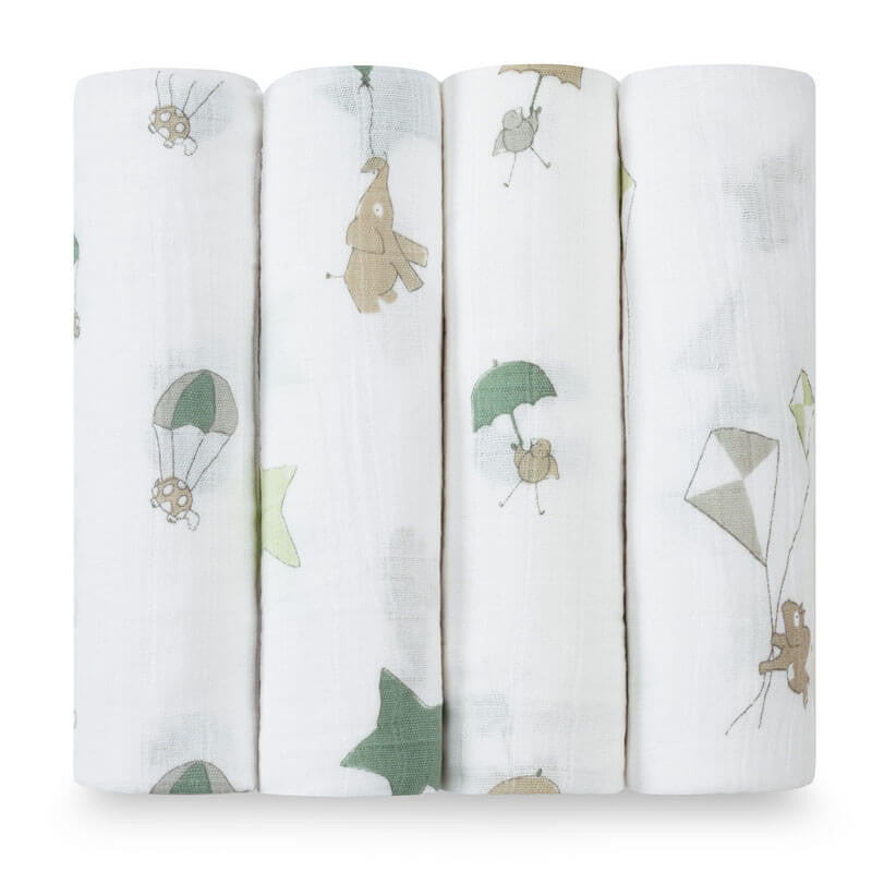 Aden + Anais Classic Swaddle Blankets 4-Pack - Up Up and Away