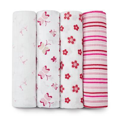 Aden + Anais Classic Swaddle Blankets 4-Pack - Princess Posie