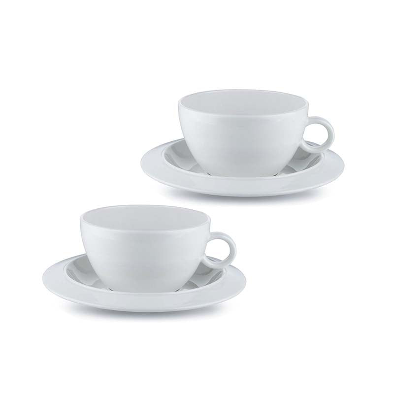 Alessi "Bavero" Tea Cups with Saucers (Set of 2)