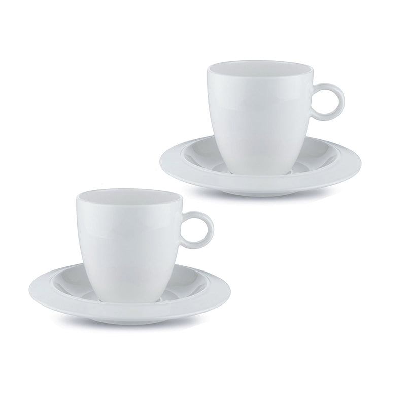 Alessi "Bavero" Coffee Cups with Saucers (Set of 2)